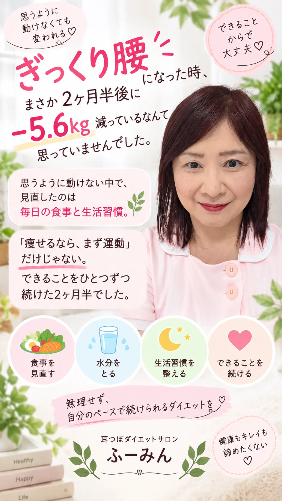 ぎっくり腰から2ヶ月半で−5.6kg