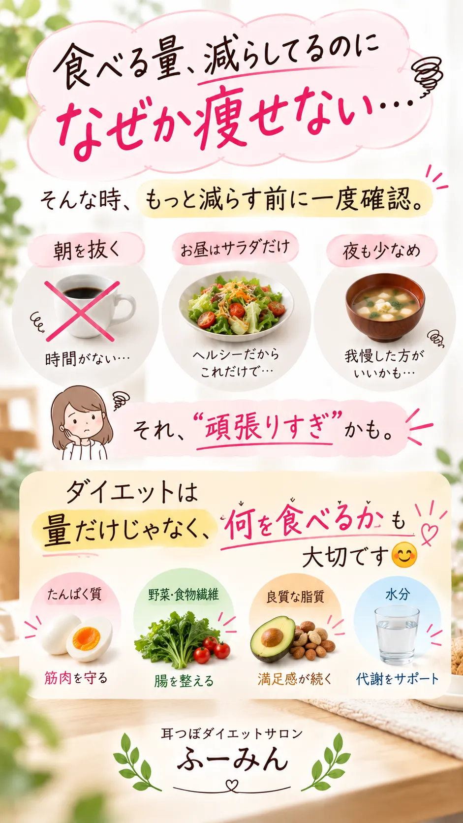 昔と同じように食事量を減らしているのに、全然体重が落ちない…
